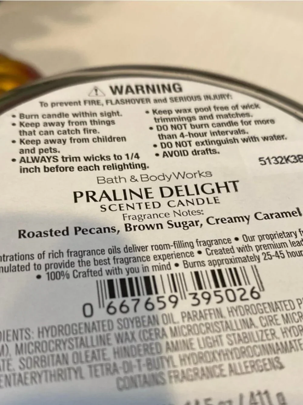 “Praline Delight” Bath & Body Works NEW 3 Wick Candle